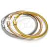 Aro Trio 07.138.0018 Acero Inoxidable, Diseño de Torcido y Torcido, con Cristal Blanca, Pulido, Tres Tonos (Grosor 04 MM, Talla Unica)