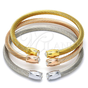 Aro Trio 07.138.0018 Acero Inoxidable, Diseño de Torcido y Torcido, con Cristal Blanca, Pulido, Tres Tonos (Grosor 04 MM, Talla Unica)
