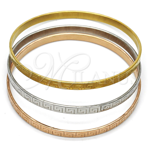 Aro Trio 07.244.0004.06 Acero Inoxidable, Diseño de Llave Griega, Pulido, Tres Tonos (05 MM Thickness, Size 6 (2.75 Diameter))