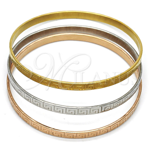 Aro Trio 07.244.0004.06 Acero Inoxidable, Diseño de Llave Griega, Pulido, Tres Tonos (05 MM Thickness, Size 6 (2.75 Diameter))