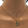 Collares con Dije 04.238.0025.1.18 Acero Inoxidable, Diseño de Iniciales y Rolo, con Blanca Cristal, Pulido, Tono Dorado (01 MM Thickness, 18 Inches Length)