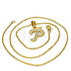 Collares con Dije 04.238.0025.1.18 Acero Inoxidable, Diseño de Iniciales y Rolo, con Blanca Cristal, Pulido, Tono Dorado (01 MM Thickness, 18 Inches Length)