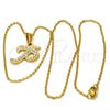 Collares con Dije 04.238.0025.1.18 Acero Inoxidable, Diseño de Iniciales y Rolo, con Blanca Cristal, Pulido, Tono Dorado (01 MM Thickness, 18 Inches Length)