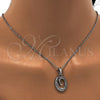 Collares con Dije 04.238.0024.18 Acero Inoxidable, Diseño de Iniciales y Rolo, con Blanca Cristal, Pulido, Tono Plateado (01 MM Thickness, 18 Inches Length)