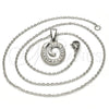 Collares con Dije 04.238.0024.18 Acero Inoxidable, Diseño de Iniciales y Rolo, con Blanca Cristal, Pulido, Tono Plateado (01 MM Thickness, 18 Inches Length)