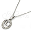 Collares con Dije 04.238.0024.18 Acero Inoxidable, Diseño de Iniciales y Rolo, con Blanca Cristal, Pulido, Tono Plateado (01 MM Thickness, 18 Inches Length)