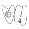 Collares con Dije 04.238.0024.18 Acero Inoxidable, Diseño de Iniciales y Rolo, con Blanca Cristal, Pulido, Tono Plateado (01 MM Thickness, 18 Inches Length)