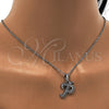 Collares con Dije 04.238.0025.18 Acero Inoxidable, Diseño de Iniciales y Rolo, con Blanca Cristal, Pulido, Tono Plateado (01 MM Thickness, 18 Inches Length)
