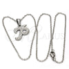 Collares con Dije 04.238.0025.18 Acero Inoxidable, Diseño de Iniciales y Rolo, con Blanca Cristal, Pulido, Tono Plateado (01 MM Thickness, 18 Inches Length)