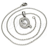Collares con Dije 04.238.0026.18 Acero Inoxidable, Diseño de Iniciales y Rolo, con Blanca Cristal, Pulido, Tono Plateado (01 MM Thickness, 18 Inches Length)