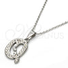 Collares con Dije 04.238.0026.18 Acero Inoxidable, Diseño de Iniciales y Rolo, con Blanca Cristal, Pulido, Tono Plateado (01 MM Thickness, 18 Inches Length)
