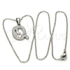 Collares con Dije 04.238.0026.18 Acero Inoxidable, Diseño de Iniciales y Rolo, con Blanca Cristal, Pulido, Tono Plateado (01 MM Thickness, 18 Inches Length)