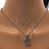 Collares con Dije 04.238.0027.18 Acero Inoxidable, Diseño de Iniciales y Rolo, con Blanca Cristal, Pulido, Tono Plateado (01 MM Thickness, 18 Inches Length)
