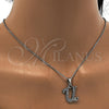 Collares con Dije 04.238.0027.18 Acero Inoxidable, Diseño de Iniciales y Rolo, con Blanca Cristal, Pulido, Tono Plateado (01 MM Thickness, 18 Inches Length)