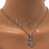 Collares con Dije 04.238.0029.18 Acero Inoxidable, Diseño de Iniciales y Rolo, con Blanca Cristal, Pulido, Tono Plateado (01 MM Thickness, 18 Inches Length)