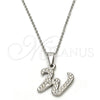 Collares con Dije 04.238.0029.18 Acero Inoxidable, Diseño de Iniciales y Rolo, con Blanca Cristal, Pulido, Tono Plateado (01 MM Thickness, 18 Inches Length)