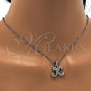 Collares con Dije 04.238.0030.18 Acero Inoxidable, Diseño de Iniciales y Rolo, con Blanca Cristal, Pulido, Tono Plateado (01 MM Thickness, 18 Inches Length)
