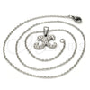Collares con Dije 04.238.0030.18 Acero Inoxidable, Diseño de Iniciales y Rolo, con Blanca Cristal, Pulido, Tono Plateado (01 MM Thickness, 18 Inches Length)
