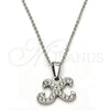 Collares con Dije 04.238.0030.18 Acero Inoxidable, Diseño de Iniciales y Rolo, con Blanca Cristal, Pulido, Tono Plateado (01 MM Thickness, 18 Inches Length)