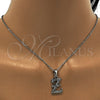 Collares con Dije 04.238.0031.18 Acero Inoxidable, Diseño de Iniciales y Rolo, con Blanca Cristal, Pulido, Tono Plateado (01 MM Thickness, 18 Inches Length)