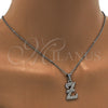 Collares con Dije 04.238.0031.18 Acero Inoxidable, Diseño de Iniciales y Rolo, con Blanca Cristal, Pulido, Tono Plateado (01 MM Thickness, 18 Inches Length)
