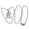 Collares con Dije 04.238.0031.18 Acero Inoxidable, Diseño de Iniciales y Rolo, con Blanca Cristal, Pulido, Tono Plateado (01 MM Thickness, 18 Inches Length)