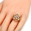 Anillo Multi Piedra 01.210.0028.1.07 Oro Laminado, con Blanca Zirconia Cubica, Pulido, Tono Dorado (Size 7)