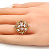 Anillo Multi Piedra 01.210.0028.1.08 Oro Laminado, con Blanca Zirconia Cubica, Pulido, Tono Dorado (Size 8)