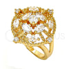 Anillo Multi Piedra 01.210.0028.1.09 Oro Laminado, con Blanca Zirconia Cubica, Pulido, Tono Dorado (Size 9)