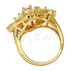 Anillo Multi Piedra 01.210.0028.1.09 Oro Laminado, con Blanca Zirconia Cubica, Pulido, Tono Dorado (Size 9)