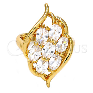 Anillo Multi Piedra 01.210.0017.09 Oro Laminado, con Blanca Zirconia Cubica, Pulido, Tono Dorado (Size 9)