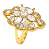 Anillo Multi Piedra 01.210.0015.08 Oro Laminado, Diseño de Flor, con Blanca Zirconia Cubica, Pulido, Tono Dorado (Size 8)