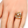 Anillo Multi Piedra 01.210.0043.07 Oro Laminado, Diseño de Gota, con Blanca Zirconia Cubica, Pulido, Tono Dorado (Size 7)