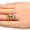 Anillo Multi Piedra 01.210.0043.07 Oro Laminado, Diseño de Gota, con Blanca Zirconia Cubica, Pulido, Tono Dorado (Size 7)