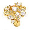 Anillo Multi Piedra 01.210.0043.07 Oro Laminado, Diseño de Gota, con Blanca Zirconia Cubica, Pulido, Tono Dorado (Size 7)