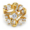 Anillo Multi Piedra 01.210.0043.07 Oro Laminado, Diseño de Gota, con Zirconia Cubica Blanca, Pulido, Tono Dorado (Tamaño 7)