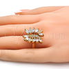 Anillo Multi Piedra 01.210.0044.08 Oro Laminado, con Blanca Zirconia Cubica, Pulido, Tono Dorado (Size 8)