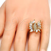 Anillo Multi Piedra 01.210.0044.09 Oro Laminado, con Blanca Zirconia Cubica, Pulido, Tono Dorado (Size 9)