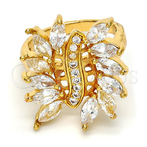 Anillo Multi Piedra 01.210.0044.09 Oro Laminado, con Blanca Zirconia Cubica, Pulido, Tono Dorado (Size 9)