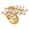 Anillo Multi Piedra 01.210.0031.08 Oro Laminado, Diseño de Oja, con Blanca Zirconia Cubica, Pulido, Tono Dorado (Size 8)