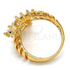Anillo Multi Piedra 01.210.0031.08 Oro Laminado, Diseño de Oja, con Blanca Zirconia Cubica, Pulido, Tono Dorado (Size 8)