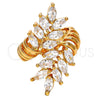 Anillo Multi Piedra 01.210.0031.08 Oro Laminado, Diseño de Oja, con Blanca Zirconia Cubica, Pulido, Tono Dorado (Size 8)
