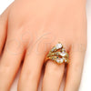 Anillo Multi Piedra 01.210.0006.08 Oro Laminado, Diseño de Gota, con Blanca Zirconia Cubica, Pulido, Tono Dorado (Size 8)