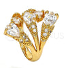 Anillo Multi Piedra 01.210.0006.09 Oro Laminado, Diseño de Gota, con Blanca Zirconia Cubica, Pulido, Tono Dorado (Size 9)