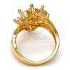 Anillo Multi Piedra 01.210.0003.08 Oro Laminado, Diseño de Oja y Gota, con Blanca Zirconia Cubica, Pulido, Tono Dorado (Size 8)