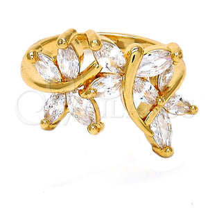 Anillo Multi Piedra 01.210.0005.08 Oro Laminado, Diseño de Mariposa, con Blanca Zirconia Cubica, Pulido, Tono Dorado (Size 8)