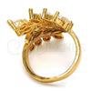 Anillo Multi Piedra 01.210.0008.08 Oro Laminado, Diseño de Oja, con Blanca Zirconia Cubica, Pulido, Tono Dorado (Size 8)