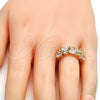 Anillo Multi Piedra 01.210.0004.08 Oro Laminado, Diseño de Gota, con Blanca Zirconia Cubica, Pulido, Tono Dorado (Size 8)
