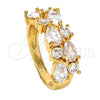 Anillo Multi Piedra 01.210.0004.08 Oro Laminado, Diseño de Gota, con Blanca Zirconia Cubica, Pulido, Tono Dorado (Size 8)