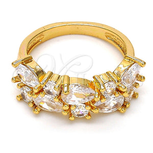 Anillo Multi Piedra 01.210.0004.09 Oro Laminado, Diseño de Gota, con Blanca Zirconia Cubica, Pulido, Tono Dorado (Size 9)